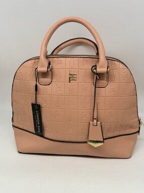 London Fog Salmon Dome Satchel Crossbody Handbag Embossed Architecture Print